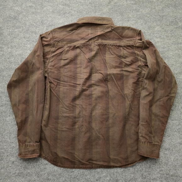 Prana Men's L Brown Striped Organic Cotton Long Sleeve Roll-Tab Shirt BREATHe - Picture 10 of 10